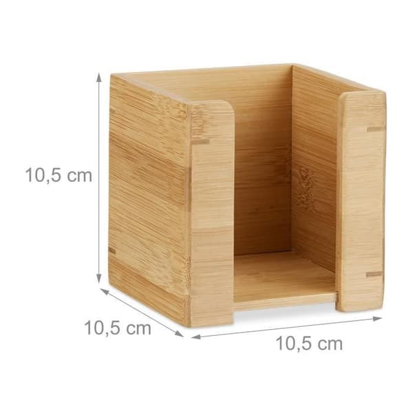 Relaxdays Bamboo Memo Cube Notepad 900 ark pappershållare HxBxD: 10,5 x 10,5 x 10,5 cm, Natural