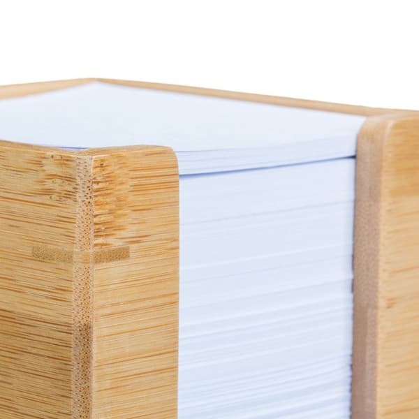 Relaxdays Bamboo Memo Cube Notepad 900 ark pappershållare HxBxD: 10,5 x 10,5 x 10,5 cm, Natural