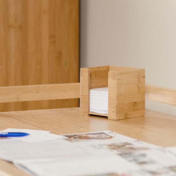 Relaxdays Bamboo Memo Cube Notepad 900 ark pappershållare HxBxD: 10,5 x 10,5 x 10,5 cm, Natural