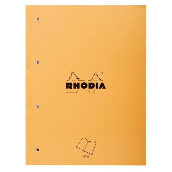 RHODIA - Häftad anteckningsbok - 22,3 x 29,7 - 160 perforerade löstagbara sidor - Seyès - Velin Surfin PEFC 80G papper - Orange