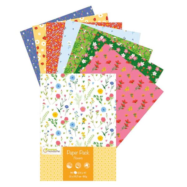 Papier - Avenue Mandarine - Blommor - Flerfärgad - 21x29,7 cm - 96 ark