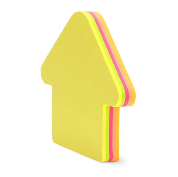 Repositionerbar klisterlapp med pilar, Block med 100 memoark i 5 fluorescerande färger, 7x7cm