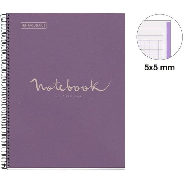 MIQUELRIUS A4 Spiral Återvunnet Notebook Block Små 5x5 perforerade lavendelplattor