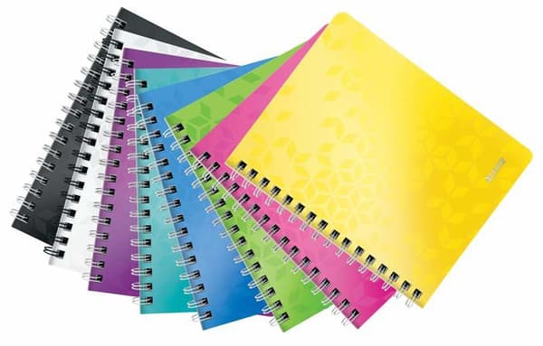 Leitz Notebook - 46390001 -, A5 PP fodrad spiral anteckningsbok, 160 sidor 80g/m, WOW, Vit,