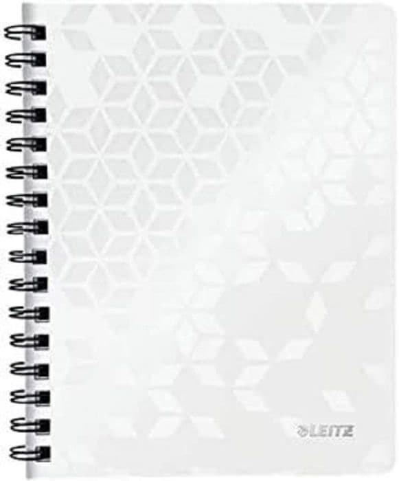 Leitz Notebook - 46390001 -, A5 PP fodrad spiral anteckningsbok, 160 sidor 80g/m, WOW, Vit,