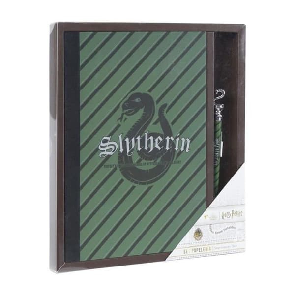 Set av skrivmaterial - Harry Potter - Slytherin - A5 - Stora rutor - Vit