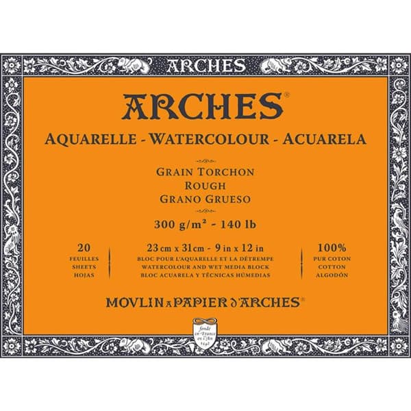 Akvarellpapper - ARCHES® - 20 ark - 23x31 cm - 300g - Naturligt vitt korn
