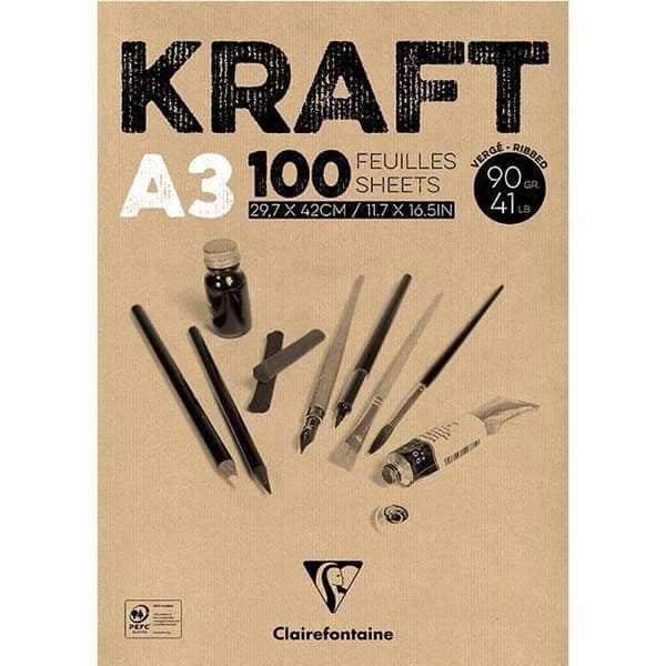 Kraftpappersdyna CLAIREFONTAINE A3 100 ark 90g