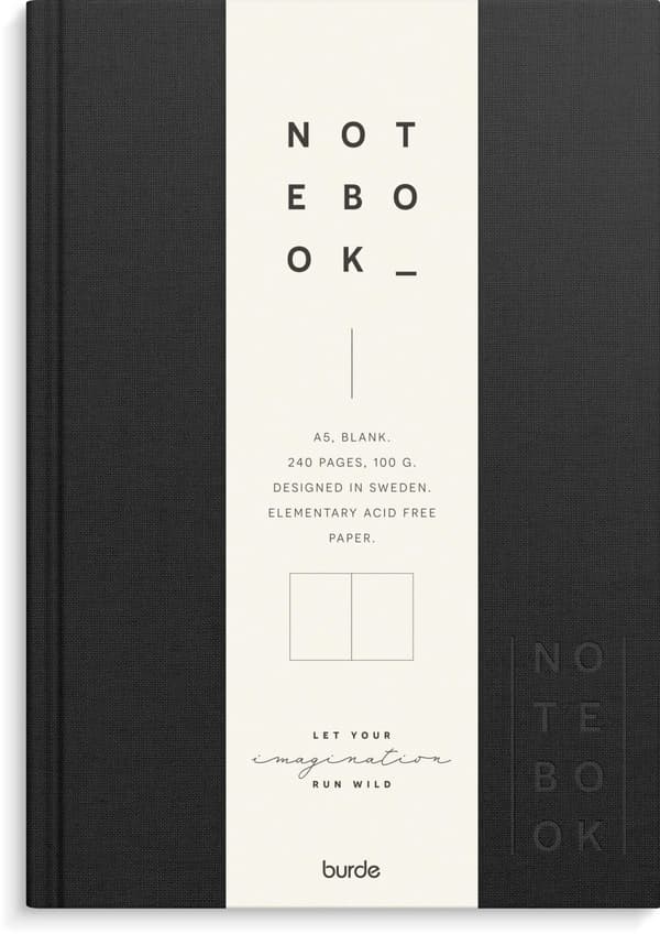 Ant.bok BURDE A5 textil olinj svart