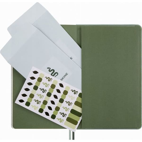 Moleskine Snake Notebook 2025, L, syntetiskt ormskinn, linjerad, 13 x 21 cm, i en låda, grön