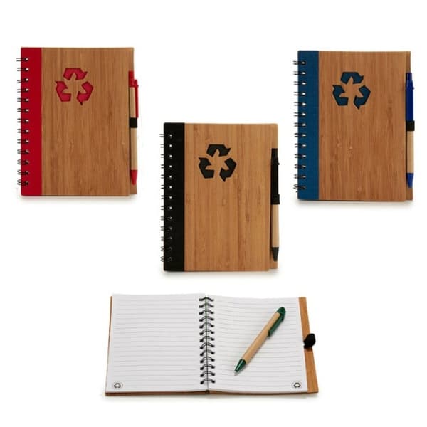 Spiralbundet anteckningsblock med penna Pincello AR1810136 1 x 18 x 14 cm Bambu (12 antal)