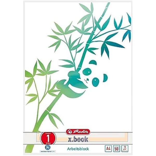 Arbetsblock - HERLITZ - A4 - 50 ark - Återvunnet papper - Panda mönster