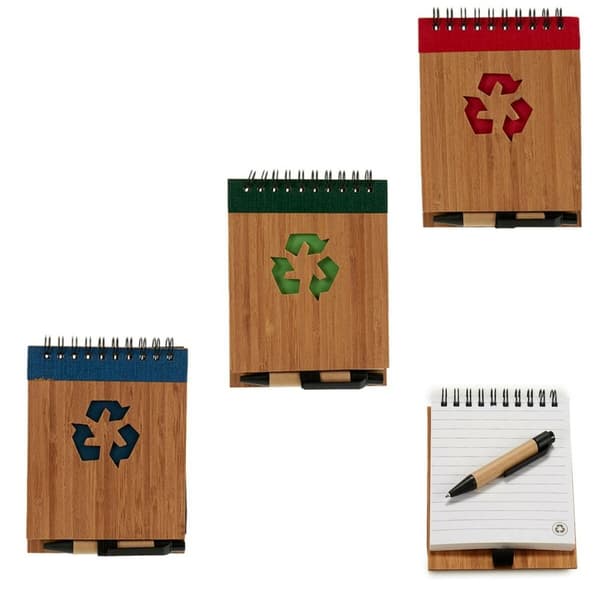 Spiralbundet anteckningsblock med penna Pincello AR1810139 1 x 10 x 13 cm Bambu (24 antal)