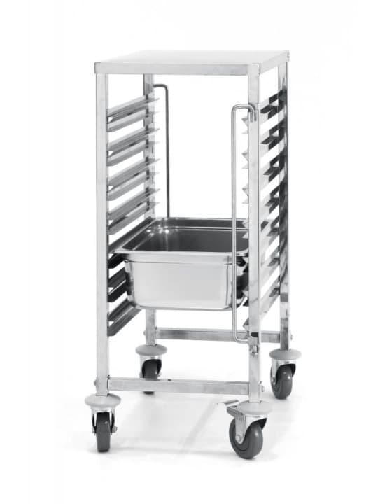 Vogn til transport af containere 7 x GN 1/1 med bordplade - Hendi 810668