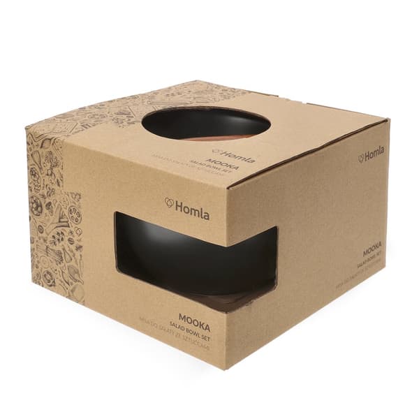 Kulho | MOOKA | salaattikulho, keraaminen, tarvikkeineen, musta | 24 cm | 810652
