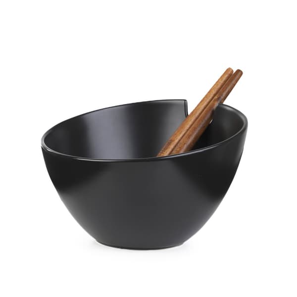 Kulho | MOOKA | salaattikulho, keraaminen, tarvikkeineen, musta | 24 cm | 810652