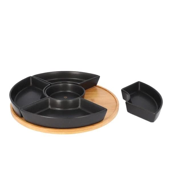 Fad | FINCAN | med sorte skåle og roterende bakke | 30 cm | 813844