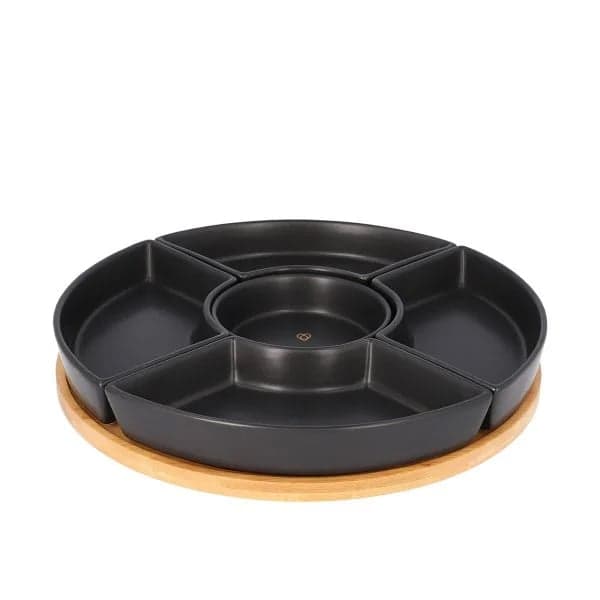 Fad | FINCAN | med sorte skåle og roterende bakke | 30 cm | 813844
