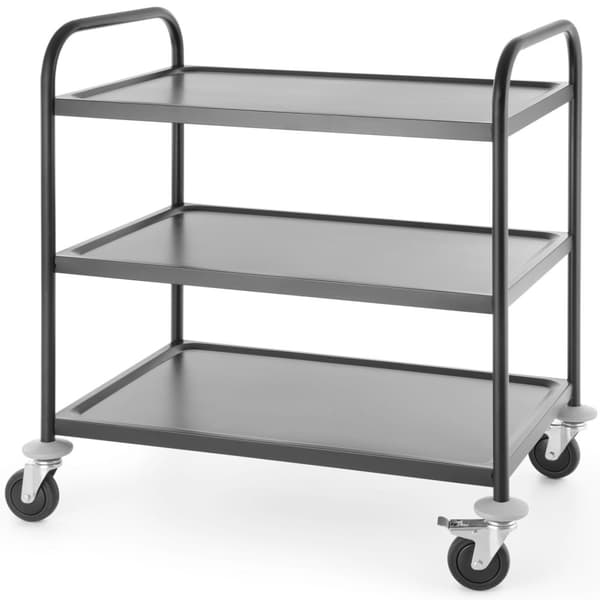 Tarjoilijan ruokavaunu tarjoiluun, 3 hyllyä, jopa 150 kg, matta musta - Hendi 811320