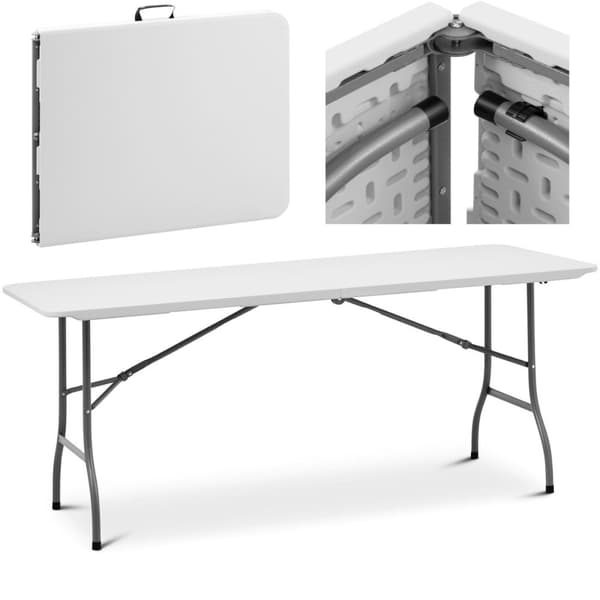 Haveserveringsbord, foldbart, hvidt, op til 150 kg, 180 x 75 x 74 cm