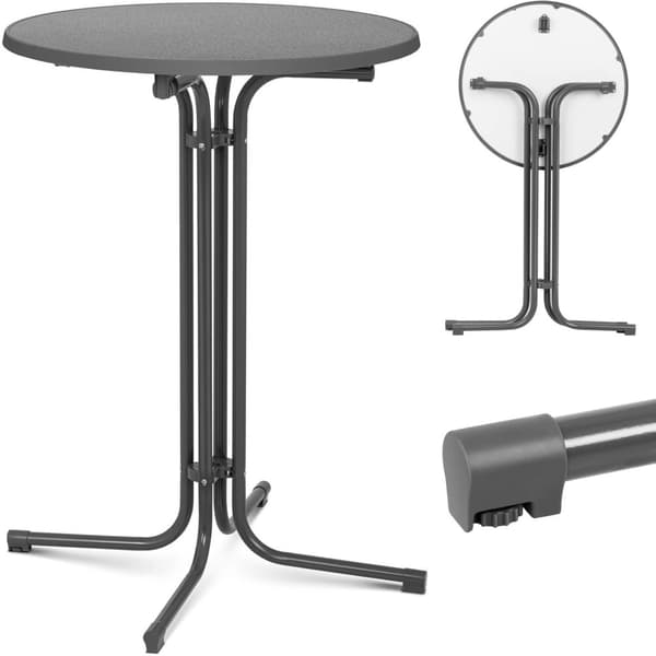 Bord, runt, högt, fällbart barbord, dia. 80 cm hög 110 cm grå