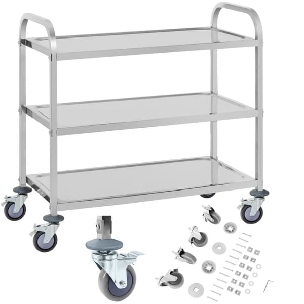 Catering-tjenervogn med 3 hylder, op til 150 kg, lavet af rustfrit stål Royal Catering RCSW 3A