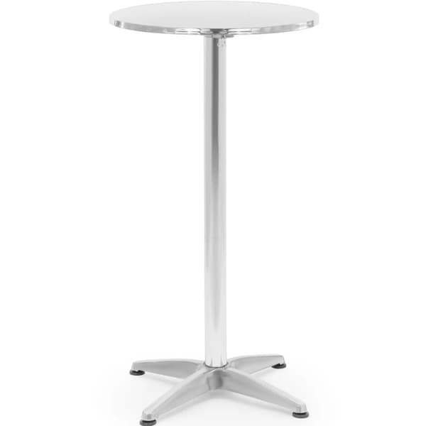 Bord, runt, högt, fällbart barbord, dia. 60 cm 115 cm silver