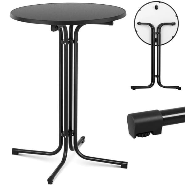 Bord, rundt, højt, foldbart barbord, dia. 80 cm høj 110 cm sort