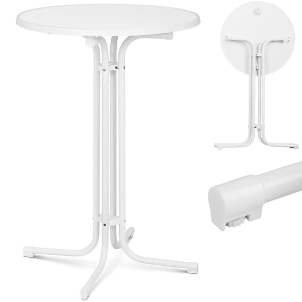 Bord, rundt, højt, foldbart barbord, dia. 80 cm høj 110 cm hvid