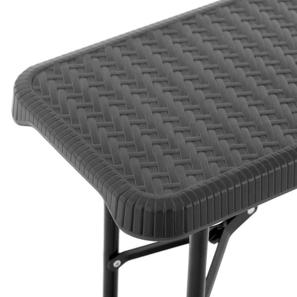 Haveserveringsbænk, foldbar, sort, op til 300 kg, 183 x 30 x 43 cm
