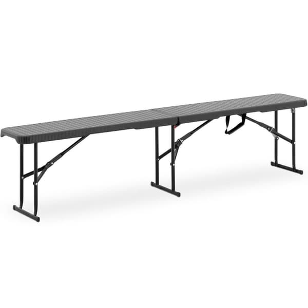 Haveserveringsbænk, foldbar, sort, op til 300 kg, 183 x 30 x 43 cm