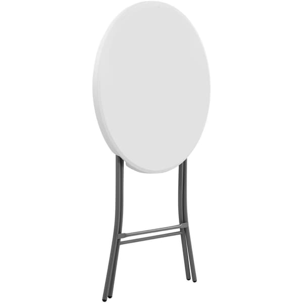 Rundt catering barbord, foldbart, hvidt, op til 100 kg, diameter. 80 cm x 110 cm