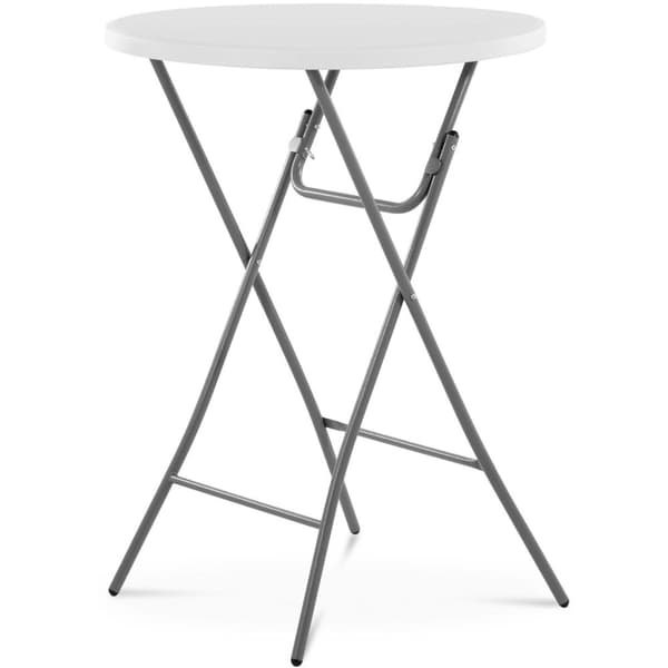 Rundt catering barbord, foldbart, hvidt, op til 100 kg, diameter. 80 cm x 110 cm