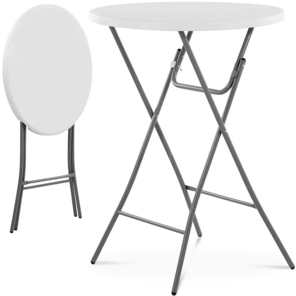 Rundt catering barbord, foldbart, hvidt, op til 100 kg, diameter. 80 cm x 110 cm