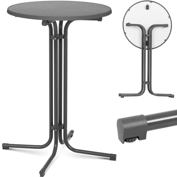 Bord, rundt, højt, foldbart barbord, dia. 70 cm høj 110 cm grå