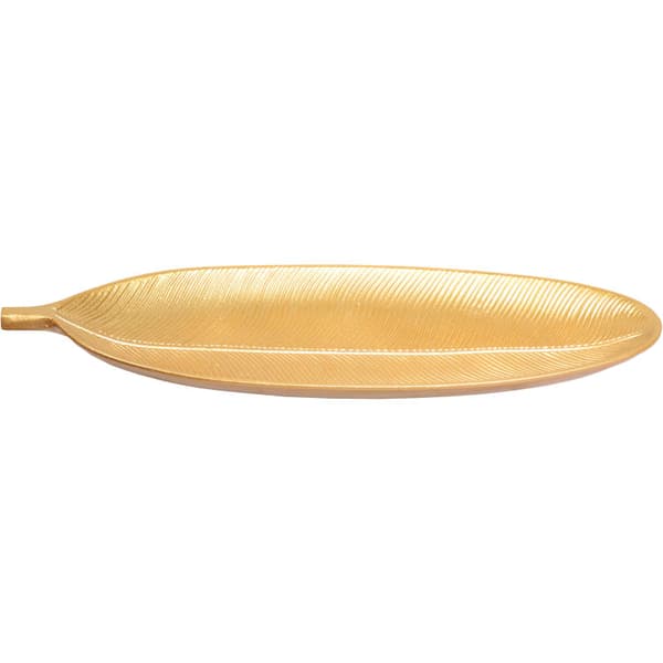 Set med 2 guldträbrickor i form av bananblad