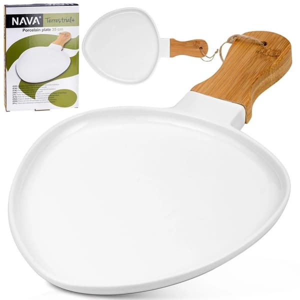 TERRESTRISK serveringsfad af porcelæn 34,5x21 cm