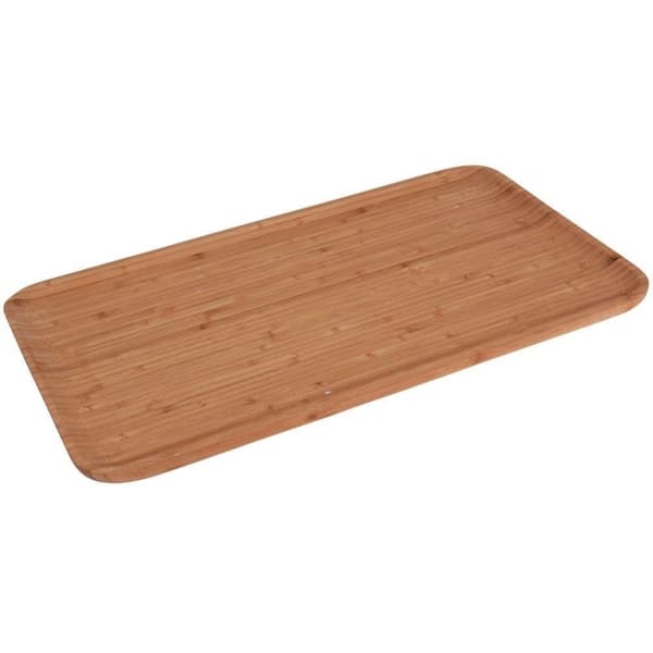 Bambustallerken i træ, rektangulær bakke, kagefod, 44x25 cm