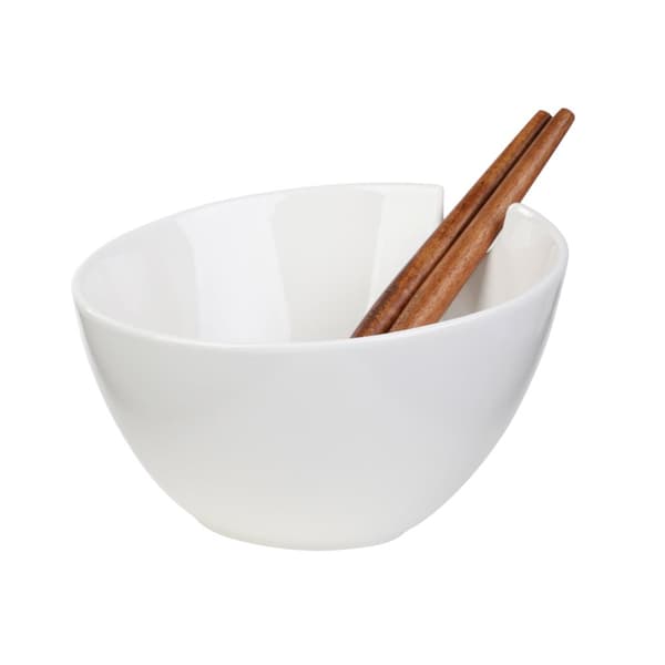 Kulho | MOOKA | keraaminen salaattikulho tarvikkeineen valkoinen | 24 cm | 967904