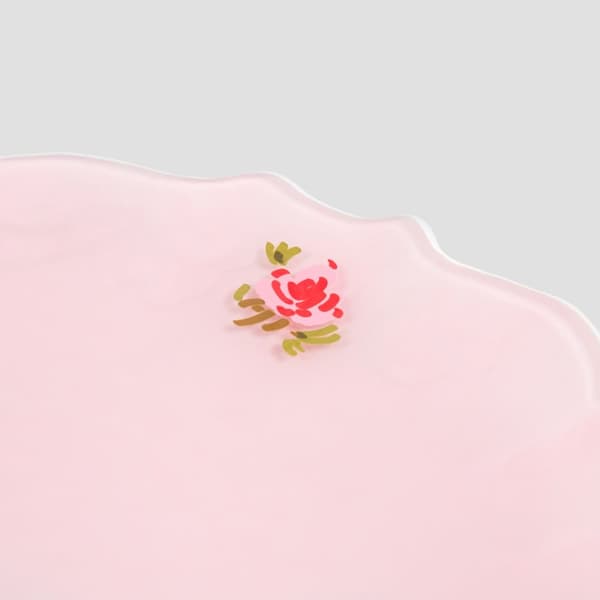 Plade | PINK MÆLKET | dessert med hvid kant | 20 cm | 731754