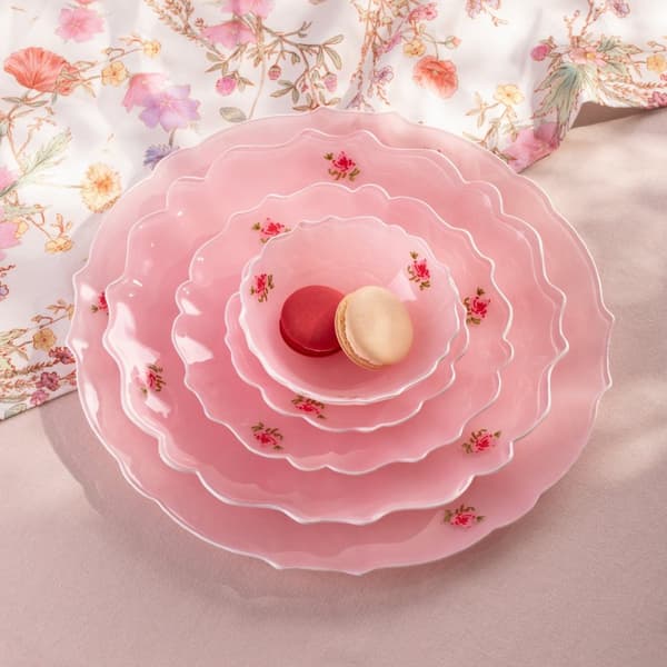 Plade | PINK MÆLKET | dessert med hvid kant | 20 cm | 731754