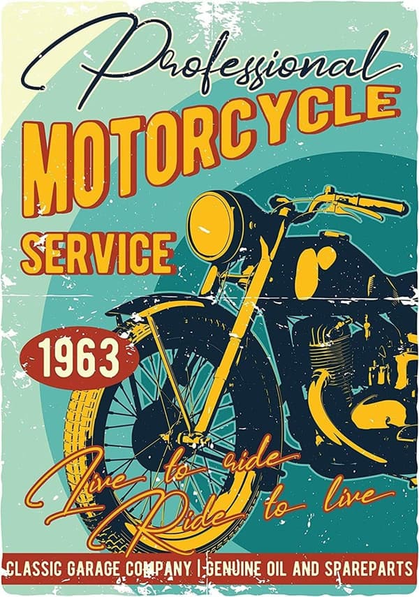 Metallskylt 2-pack 15x20 cm SAWFISH Professional Motorcycle Service 1963