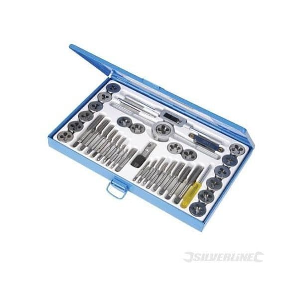 Tap and die set - SILVERLINE - Expert - 40 stycken - Tungsten stål - Robust plast