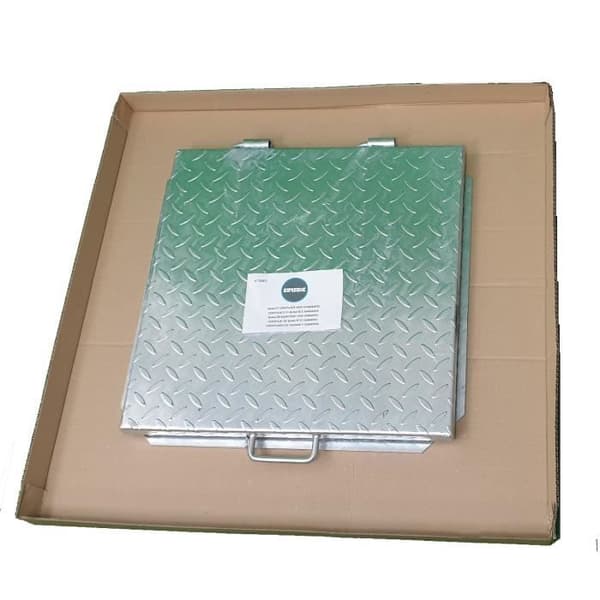 Brunnlock - Stål - 95x95 cm - Vattenavlopp - Motståndskraftig - Grå