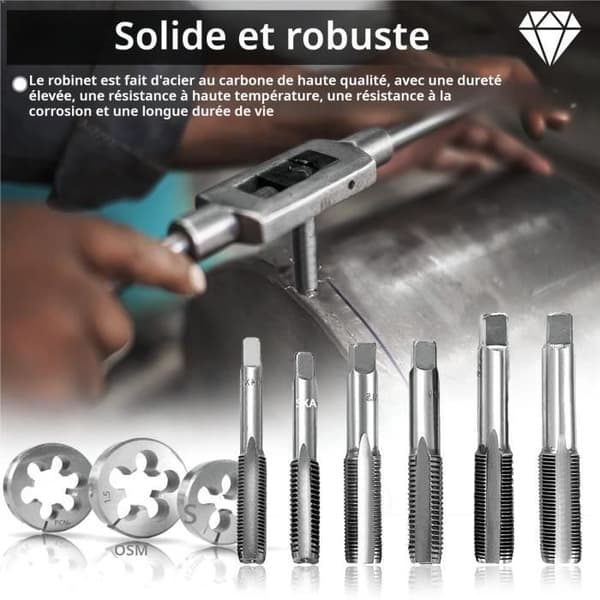 LARS360 Tap and Die Kit - Box med 110 metriska ståldelar - 2 års garanti