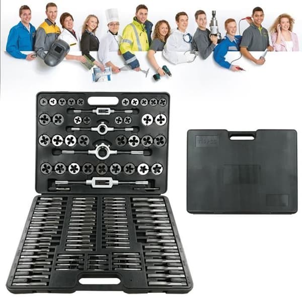 LARS360 Tap and Die Kit - Box med 110 metriska ståldelar - 2 års garanti