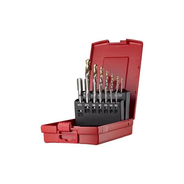 Box med 21 gängborrar A002 - Diametrar 2,5, 3,3, 4,2, 5,0, 6,8, 8,5 & 10,2