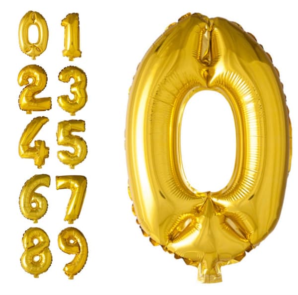 Guld Nummer-balloner 0-9 - Stort antal balloner til fødselsdagsfest, bryllup, babyshower og jubilæumsfest