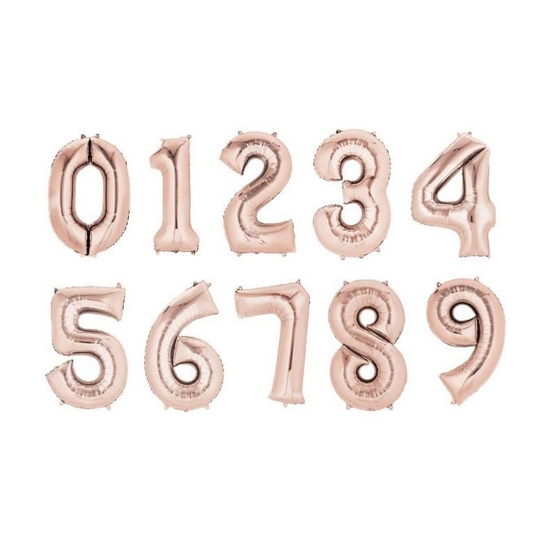 Sifferballong Roséguld 86 cm 0 - 9