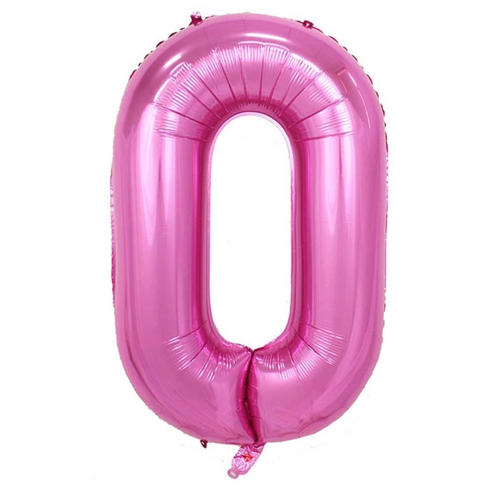 Bilde av Enormt 102 Cm Siffer Ballong Rosa Metallnummer 0 Ballong